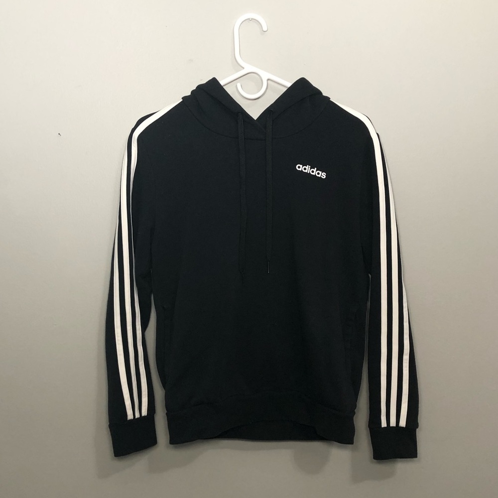 Adidas, S, Black sweatshirt with white stripes